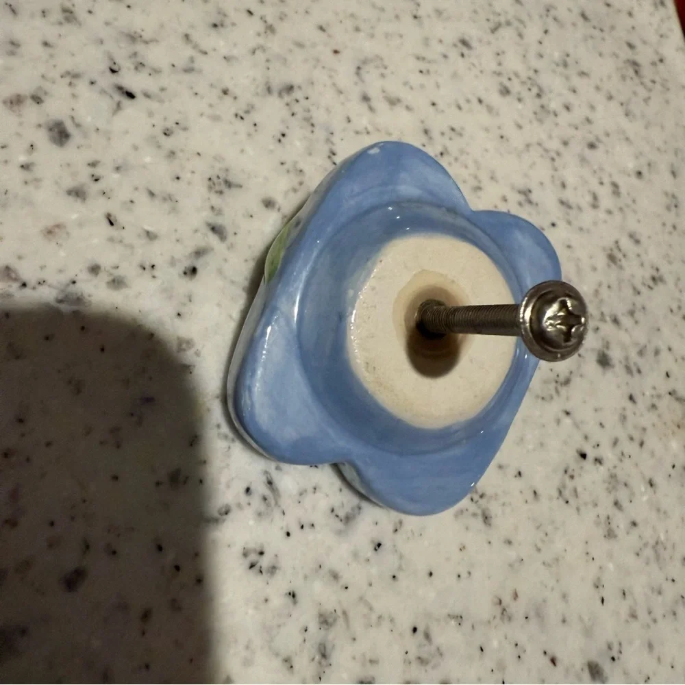 Blue Polka Dot Hand Painted Ceramic Flip Flops Beach bathroom cabinet knobs